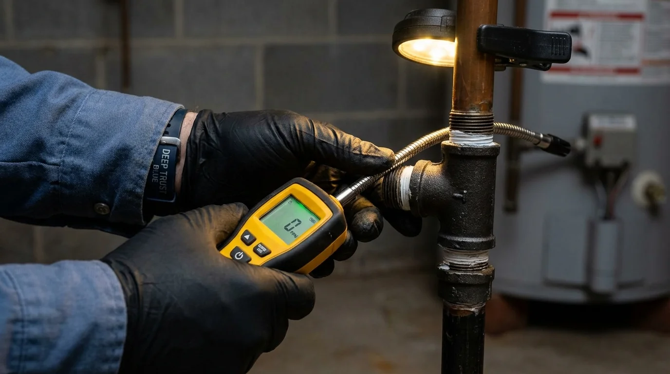Gas leak detection with electronic sniffer by Johns Plumbing LLC in Abingdon